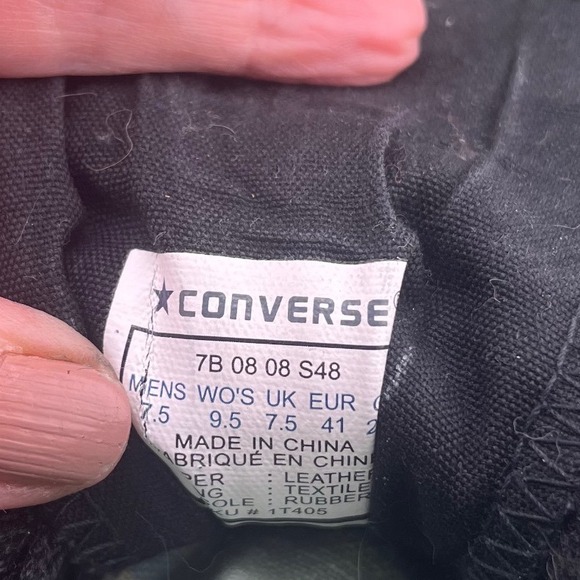 Converse Chuck Taylor All Star Leather High Top Sneakers Black Mens 7.5 Womens 9 - Picture 5 of 12